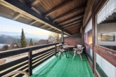 Balkon Südwest mit Blick nach West Sonnenuntergang - Gemütliche Dachgeschosswohnung im Ferienpark Vorauf – Natur pur mit Weit- und Bergblick